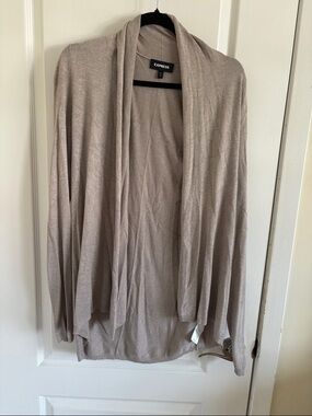 Express Open-Front Cardigan Sweater in Taupe